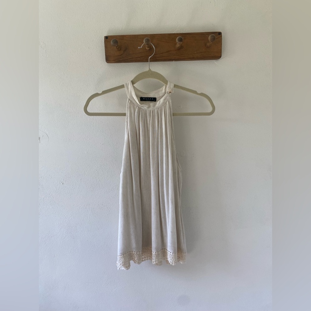 Maven West, Tank Top, Oatmeal Color with Crochet trim, size small